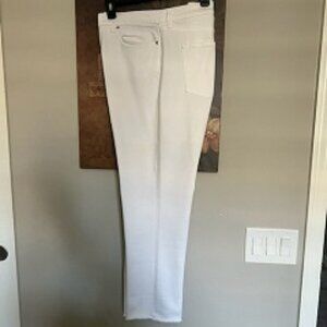 New Ralph Lauren White Straight Leg/Frayed/Raw Hem Jeans / Ankle Length Size 16